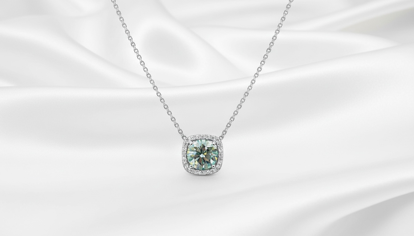 COLAR MOISSANITE VERDE ÁGUA 6MM.