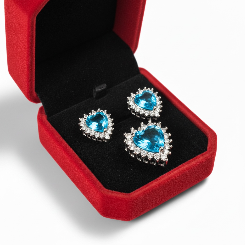 Conjunto de Coração Azul Turquesa