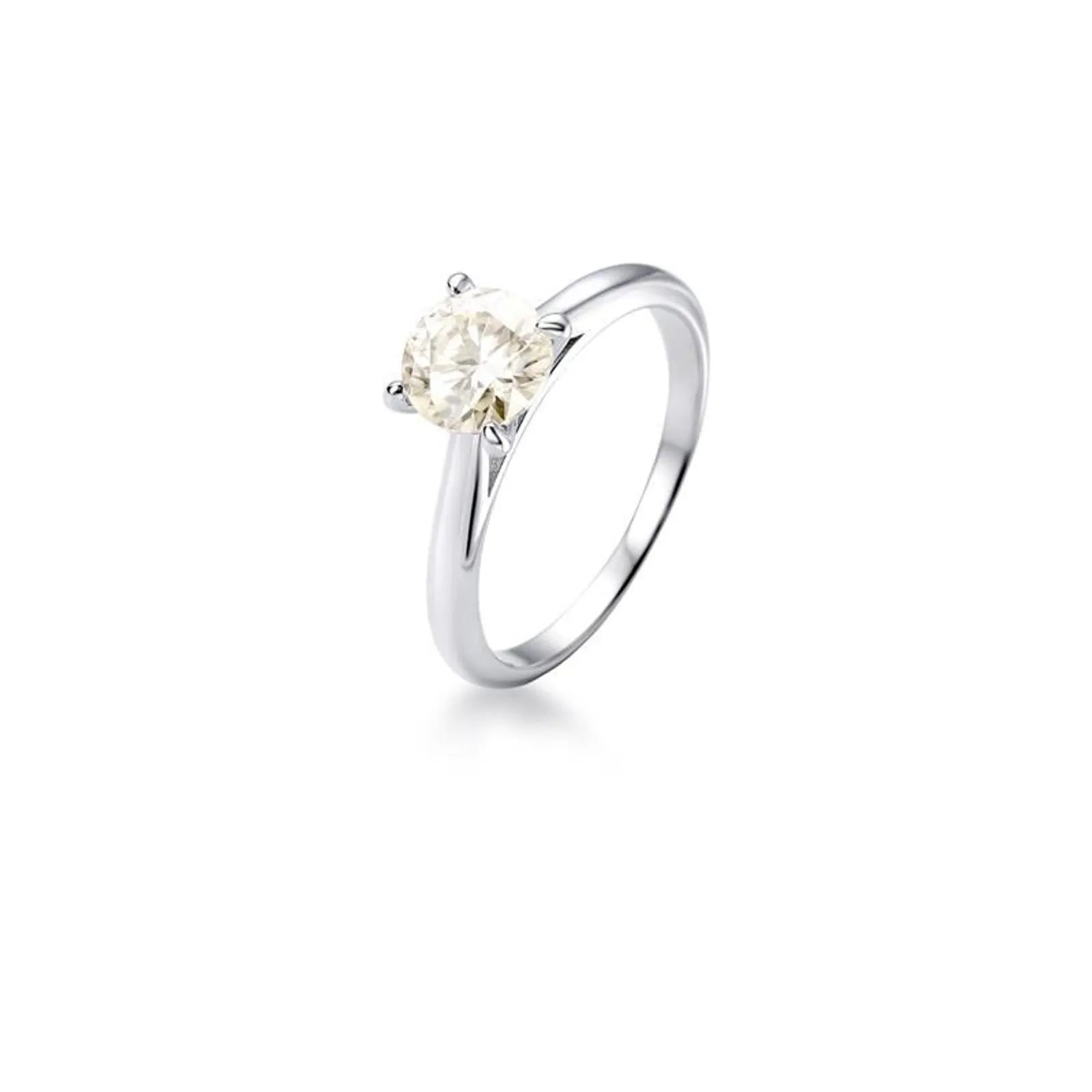 Anel Solitário Moissanite 6,5mm- 1,0 CT (4 garras) Prata 925.