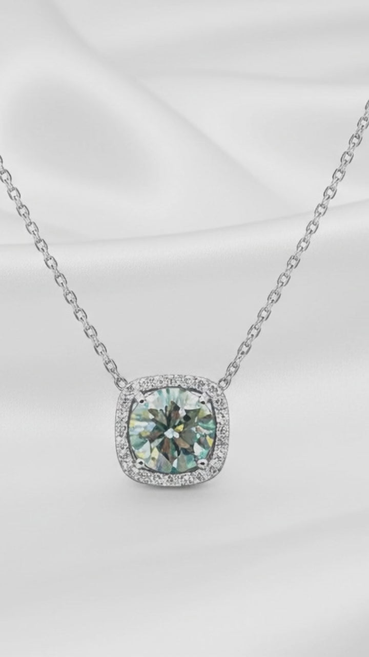 COLAR MOISSANITE VERDE ÁGUA 6MM.